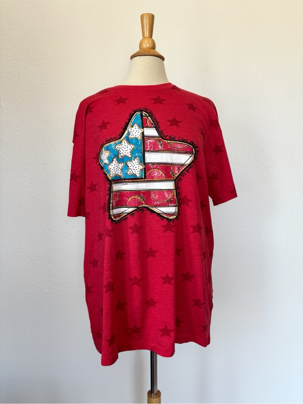 Red White & Blue Star Print Graphic Tee